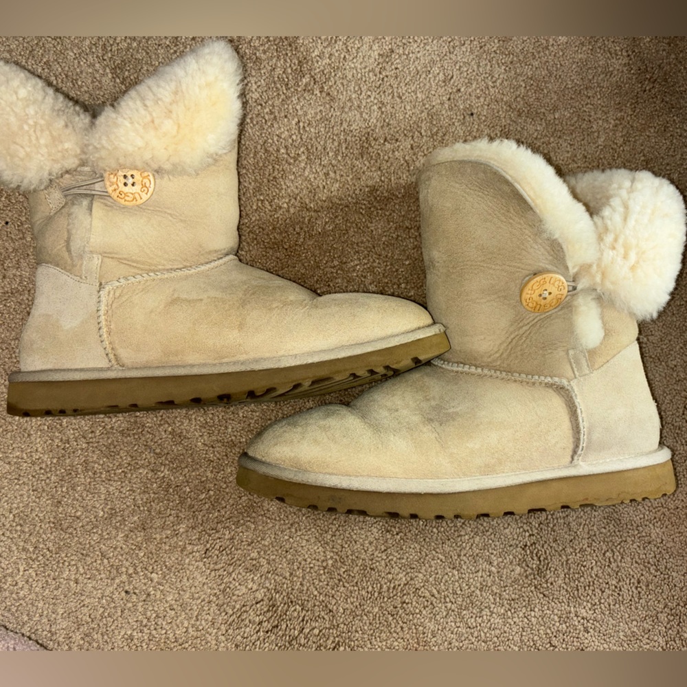 Mini Cream Uggs With Button On Side - image 1